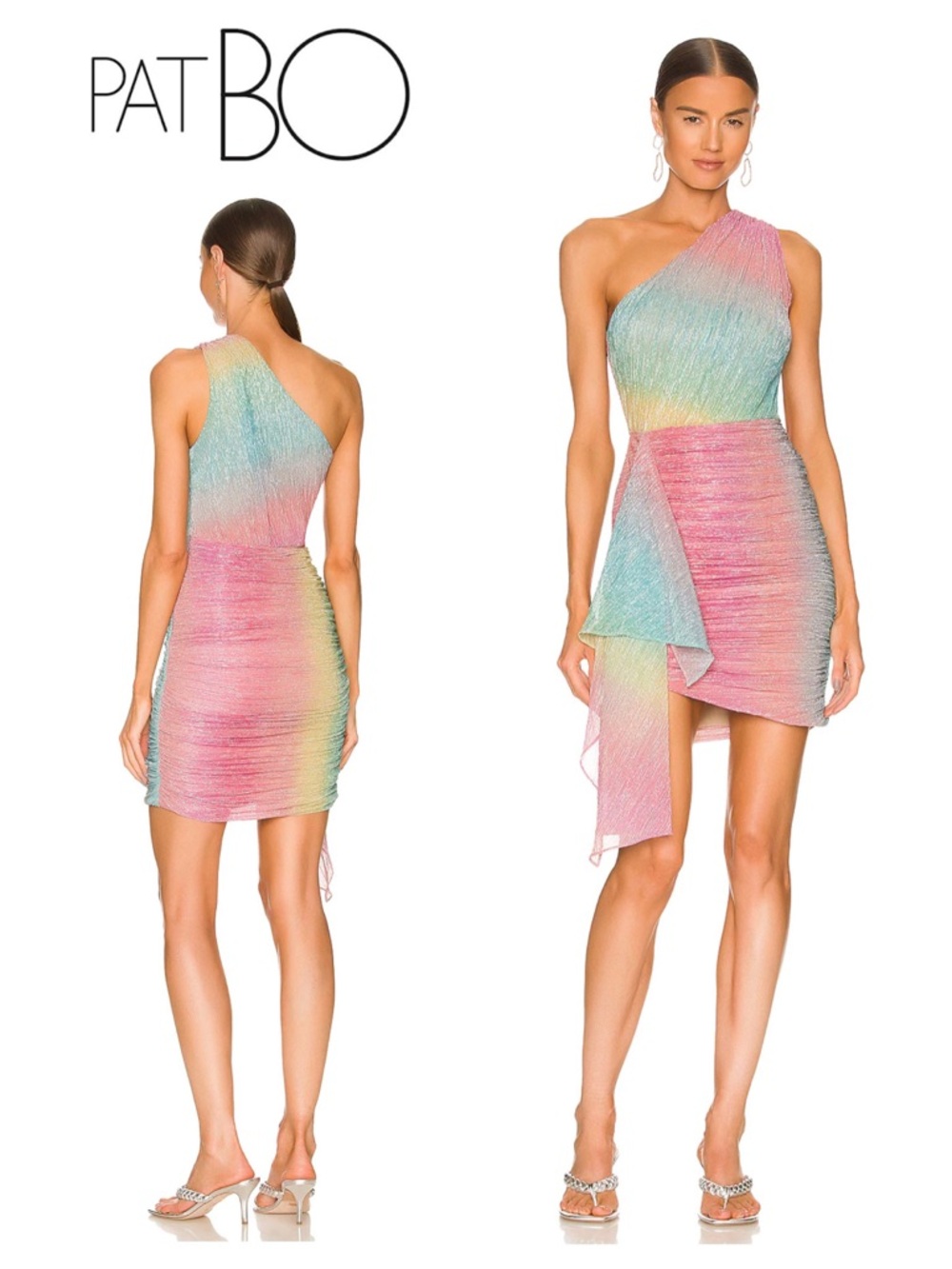 PatBO Prism Lurex Shimmer One-Shoulder Mini Dress